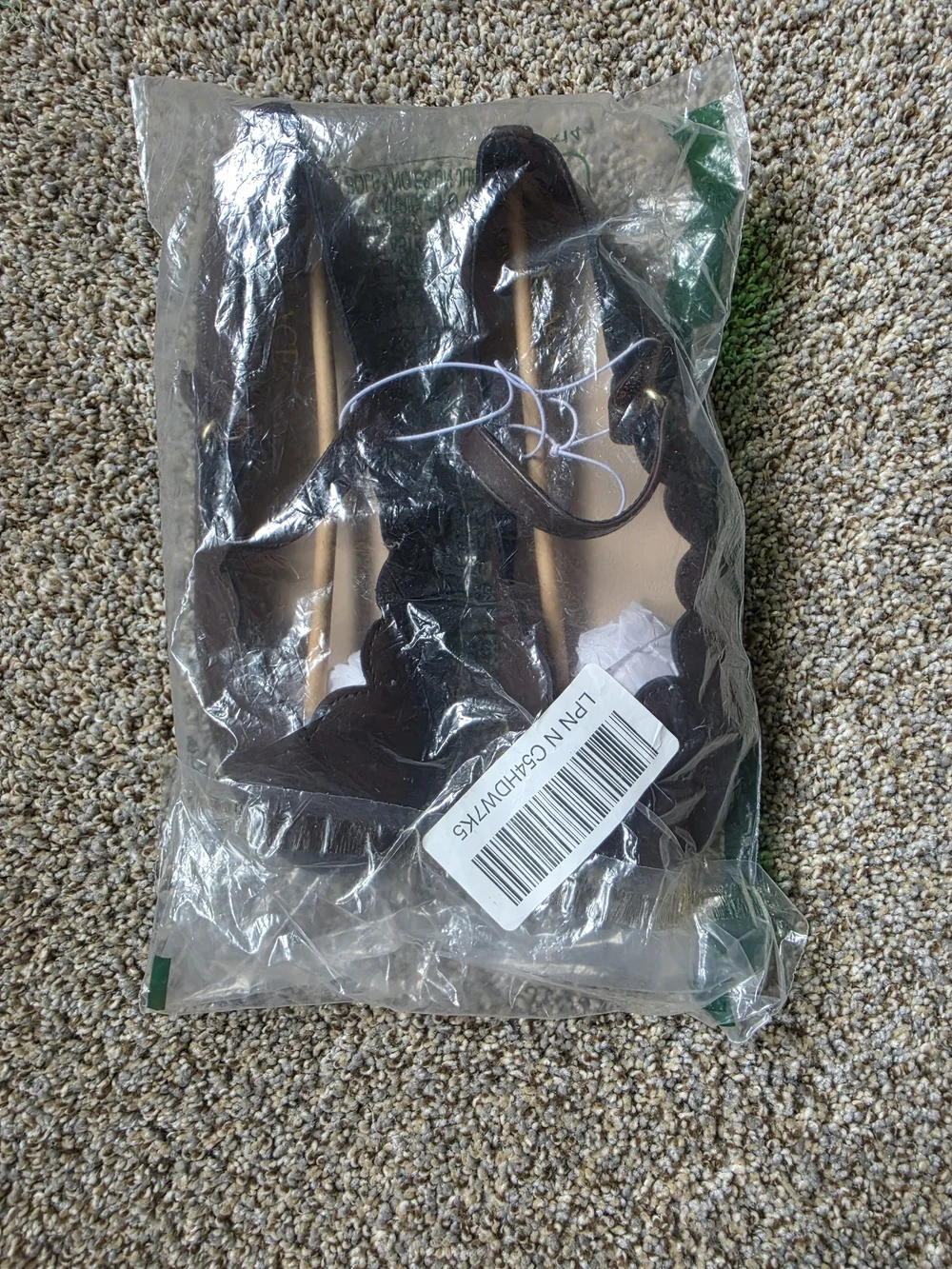 Place Girls' Dark Brown Scalloped Mary Jane Shoes